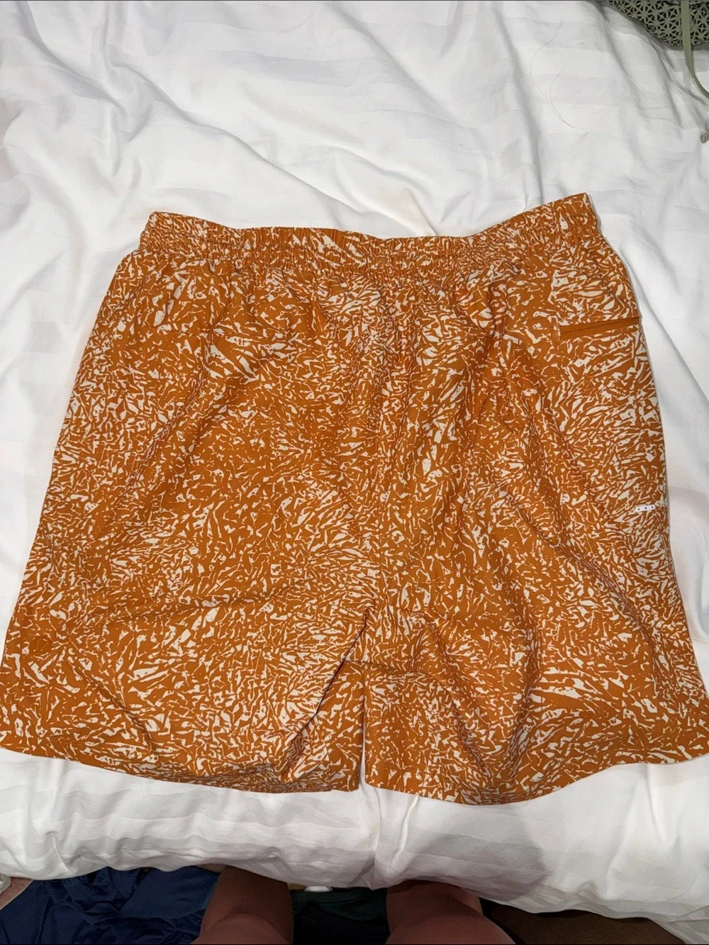 Lululemon Mens Orange Printed Drawstring Shorts - M